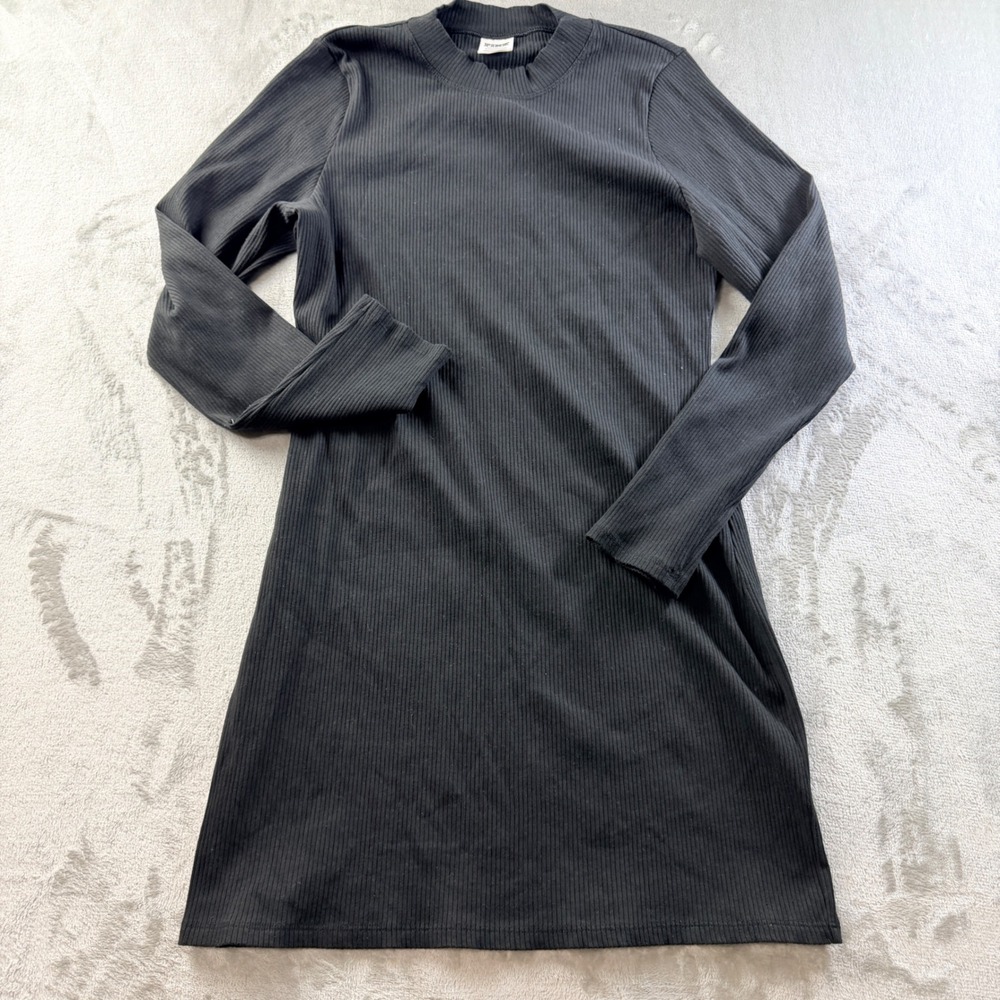 PINK Victoria's Secret Ribbed Mock Neck Long Sleeve Mini Dress Black Women's XL
